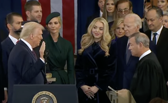 Trump was sworn in and officially became President of the United States