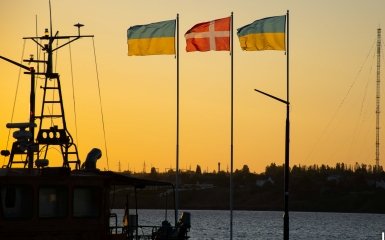 Flags of Ukraine and Denmark