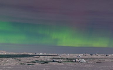 Южное полярное сияние в Антарктиде