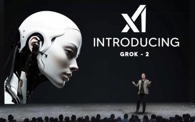 Маск на презентації ШІ Grok-2