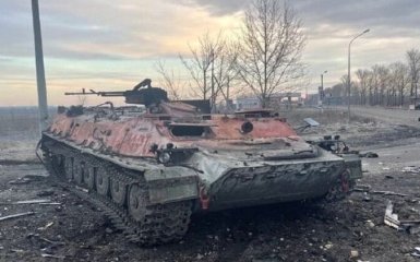 Destroyed armored vehicles of the Russian Army