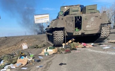 Destroyed armored vehicles of the Russian Army